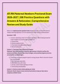 ATI RN Maternal Newborn Proctored Exam &NewLine;2026&ndash;2027 &vert; 300 Practice Questions with &NewLine;Answers & Rationales &vert; Comprehensive &NewLine;Review and Study Guide