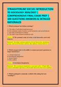 STRAIGHTERLINE SOC101 INTRODUCTION TO SOCIOLOGY 2026&sol;2027 &vert; COMPREHENSIVE FINAL EXAM PREP &vert; 100 QUESTIONS ANSWERS & DETAILED RATIONALES