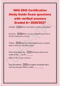 NHA EKG Certification&NewLine;Study Guide Exam questions&NewLine;with verified answers&NewLine;Graded A&plus; 2026&sol;2027&NewLine;SA Node -What is the heart's primary pacemaker&quest;&NewLine;Occlusion -What is a more medically correct term&NewLine;for the clotting of an artery&quest;&NewLine;P Wave -When the Atria