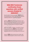 NHA EKG Technician&NewLine;certification Exam&NewLine;questions with verified&NewLine;answers Graded A&plus;&NewLine;2026&sol;2027&NewLine;Have the patient remove any jewelry -Which of&NewLine;the following actions should a EKG technician take when&NewLine;preparing a patient for a standard 12-lead EKG&quest;&NewLine;right l
