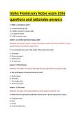 Idaho Promissory Notes exam 2026 &NewLine;questions and rationales answers 