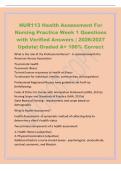 NUR113 Health Assessment For&NewLine;Nursing Practice Week 1 Questions&NewLine;with Verified Answers &vert; 2026&sol;2027&NewLine;Update&vert; Graded A&plus; 100&percnt; Correct&NewLine;What is the role of the Professional Nurse&quest; - In accordancewith the&NewLine;American Nurses Association&NewLine;To promote health&NewLine;To pre