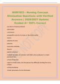 NUR1023 - Nursing Concept&NewLine;Elimination Questions with Verified&NewLine;Answers &vert; 2026&sol;2027 Update&vert;&NewLine;Graded A&plus; 100&percnt; Correct&NewLine;excretion of waste products&NewLine;elimination&NewLine;continence&NewLine;purposeful control of urinary or fecal elimination&NewLine;anuria&NewLine;absence of urine