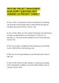 PROCORE PROJECT MANAGEMENT&NewLine;EXAM SCRIPT QUESTIONS WITH&NewLine;ANSWERS 100 PERCENT CORRECT