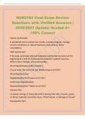 NUR2102 Final Exam Review&NewLine;Questions with Verified Answers &vert;&NewLine;2026&sol;2027 Update&vert; Graded A&plus;&NewLine;100&percnt; Correct&NewLine;Follow-Up&sol;Episodic&NewLine;A scheduled visit to review test results&comma; monitor progress&comma; manage&NewLine;chronic conditions&comma; or adjust treatment plans after an initial