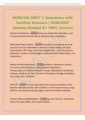 NUR2102 UNIT &half; Questions with&NewLine;Verified Answers &vert; 2026&sol;2027&NewLine;Update&vert; Graded A&plus; 100&percnt; Correct&NewLine;Patient Identification -Always use at least two identifiers&comma; such&NewLine;as name and date of birth&comma; before administering a medication&period;&NewLine;Medication Reconciliation -The p