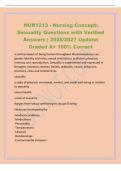 NUR1213 - Nursing Concept&colon;&NewLine;Sexuality Questions with Verified&NewLine;Answers &vert; 2026&sol;2027 Update&vert;&NewLine;Graded A&plus; 100&percnt; Correct&NewLine;a central aspect of being human throughout life encompasses sex&comma;&NewLine;gender identity and roles&comma; sexual orientation&comma; eroticism&comma; pleasure&comma;&NewLine;inti