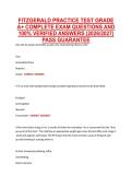 FITZGERALD PRACTICE TEST GRADE &NewLine;A&plus; COMPLETE EXAM QUESTIONS AND &NewLine;100&percnt; VERIFIED ANSWERS &lpar;2026&sol;2027&rpar; &NewLine;PASS GUARANTEE