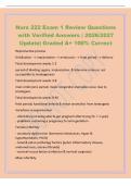 Nurs 222 Exam 1 Review Questions&NewLine;with Verified Answers &vert; 2026&sol;2027&NewLine;Update&vert; Graded A&plus; 100&percnt; Correct&NewLine;Reproductive process&NewLine;fertilization --> implantation --> embryonic --> fetal period --> delivery&NewLine;Fetal development weeks 1-2&NewLine;period of divid