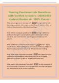 Nursing Fundamentals Questions&NewLine;with Verified Answers &vert; 2026&sol;2027&NewLine;Update&vert; Graded A&plus; 100&percnt; Correct&NewLine;What is nursing as an art and science&quest; -Nursing is both an art&comma;&NewLine;involving compassion and interpersonal skills&comma; and a science&comma; relying on&NewLine;evidence-based pr