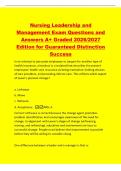 Nursing Leadership and&NewLine;Management Exam Questions and&NewLine;Answers A&plus; Graded 2026&sol;2027&NewLine;Edition for Guaranteed Distinction&NewLine;Success&NewLine;In an attempt to persuade employees to bargain for another type of&NewLine;health insurance&comma; a handout is circulated that describes t