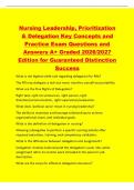 Nursing Leadership&comma; Prioritization&NewLine;& Delegation Key Concepts and&NewLine;Practice Exam Questions and&NewLine;Answers A&plus; Graded 2026&sol;2027&NewLine;Edition for Guaranteed Distinction&NewLine;Success&NewLine;What is the highest-yield rule regarding delegation for RNs&quest;&NewLine;The RN may delegate a t