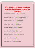 NYC 1 - City Life Exam questions&NewLine;with verified answers Graded A&plus;&NewLine;2026&sol;2027&NewLine;a neighborhood - Answer un quartier&NewLine;a borough - Answer un arrondissement&NewLine;outskirts - Answer la p&eacute;riph&eacute;rie&NewLine;suburb - Answer la banli