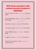 NYC Exam questions with&NewLine;verified answers Graded A&plus;&NewLine;2026&sol;2027&NewLine;Statue de la Libert&eacute; - Answer Statue of&NewLine;Liberty&NewLine;Empire State Building - Answer Empire&NewLine;State Building&NewLine;Central Park - Answer Central Park&NewLine;Times Square - Answer Times Square