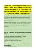 NURS 6501 ADVANCED PATHOPHYSIOLOGY &NewLine;ACTUAL EXAM WITH COMPLETE QUESTIONS &NewLine;AND CORRECT DETAILED ANSWERS &lpar;100&percnt; &NewLine;VERIFIED ANSWERS&rpar; &vert; ALREADY GRADED A&plus; &NewLine;&vert; PROFESSOR VERIFIED &vert; BRANDNEW&excl;&excl;&excl; 