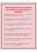 NYC Real Estate Exam questions&NewLine;with verified answers Graded A&plus;&NewLine;2026&sol;2027&NewLine;What agency issues RE licenses&quest; - Answer New York&NewLine;State Department of State&comma; Division of Licensing&NewLine;At what age can you become a real estate sales person&quest; - Answer&NewLine; 18&NewLine;Do you n