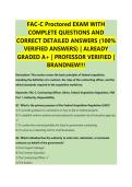 FAC-C Proctored EXAM WITH &NewLine;COMPLETE QUESTIONS AND &NewLine;CORRECT DETAILED ANSWERS &lpar;100&percnt; &NewLine;VERIFIED ANSWERS&rpar; &vert; ALREADY &NewLine;GRADED A&plus; &vert; PROFESSOR VERIFIED &vert; &NewLine;BRANDNEW&excl;&excl;&excl; 