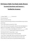 NYS Notary Public Test Study Guide &lpar;Newest Version&rpar; Questions and Answers &ndash; Verified for Accuracy&comma; exam study guide with answers