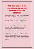 NYC Real estate Exam&NewLine;questions with verified&NewLine;answers Graded A&plus;&NewLine;2026&sol;2027&NewLine;Encumbrance - Answer Is anything that&NewLine;lessens the bundle of rights in real property&NewLine;Life Estate - Answer Is ownership&comma;&NewLine;possession and control for someone's lifetime&period;&NewLine;T