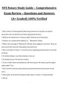 NYS Notary Study Guide &ndash; Comprehensive Exam Review &ndash; Questions and Answers &lpar;A&plus; Graded&rpar; 100&percnt; Verified&comma; comprehensive exam review