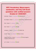 NYC Vocabulary&colon; Skyscrapers&comma;&NewLine;Landmarks&comma; and City Life Exam&NewLine;questions with verified answers&NewLine;Graded A&plus; 2026&sol;2027&NewLine;skyscraper - Answer Wolkenkratzer&NewLine;&lpar;to&rpar; collapse - Answer einst&uuml;rzen&semi; zusammenbrechen&NewLine;thick - Answer dick&NewLine;dust - Answer Staub