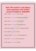 NYC&colon; The world in a city &lpar;Story&rpar;&NewLine;Exam questions with verified&NewLine;answers Graded A&plus; 2026&sol;2027&NewLine;welfare - Answer die Sozialhilfe&NewLine;stamp - Answer die Marke&comma; die Briefmarke&NewLine;college - Answer die Hochschule&NewLine;ponytail - Answer der Pferdeschwanz