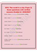 NYC&colon; The world in a city &lpar;Topic 2&rpar;&NewLine;Exam questions with verified&NewLine;answers Graded A&plus; 2026&sol;2027&NewLine;diverse - Answer unterschiedlich&comma; vielf&auml;ltig&NewLine;ethnic - Answer ethnisch&NewLine;comma - Answer das Komma&NewLine;Jewish - Answer j&uuml;disch&NewLine;
