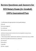 Package deal for NYS Notary Public Test Study Guide &lpar;Newest Version&rpar; Questions and Answers &ndash; Verified for Accuracy&comma; exam study guide with answers