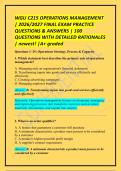 WGU C215 OPERATIONS MANAGEMENT &vert; 2026&sol;2027 FINAL EXAM PRACTICE QUESTIONS & ANSWERS &vert; 100 QUESTIONS WITH DETAILED RATIONALES &vert; newest&excl; &vert;A&plus; graded