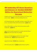 RN leadership ATI Exam Questions&NewLine;and Answers A&plus; Graded 2026&sol;2027&NewLine;Edition for Guaranteed Distinction&NewLine;Success&NewLine;manager confronts a nurse with smell of alcohol on her breath&period; which&NewLine;action to take&quest; - set up formal meeting within 24 hr&NewLine;client requests pai