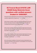 SC Funeral Board STATE LAW EXAM Study Materials 2027 Exam questions with verified answers Graded A&plus; 2026&sol;2027 The South Carolina State Board of Funeral Service consists of how many members appointed by the governor&quest; - Eleven Of the eleven members of