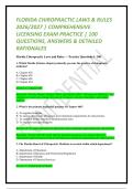 FLORIDA CHIROPRACTIC LAWS & RULES 2026&sol;2027 &vert; COMPREHENSIVE LICENSING EXAM PRACTICE &vert; 100 QUESTIONS&comma; ANSWERS & DETAILED RATIONALES