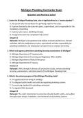 Michigan Plumbing Contractor Exam Questions and Answers&vert; Latest 2027