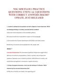 NSG 3450 EXAM 1 PRACTICE&NewLine;QUESTIONS&colon; UNITS 1 & 2 QUESTIONS&NewLine;WITH CORRECT ANSWERS 2026&sol;2027&NewLine;UPDATE&period; JUST RELEASED