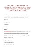 NSG 3450 EXAM 3 - ADVANCED&NewLine;CRITICAL CARE NURSING QUESTIONS&NewLine;WITH CORRECT ANSWERS 2026&sol;2027&NewLine;UPDATE&period; JUST RELEASED