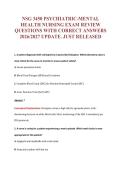 NSG 3450 PSYCHIATRIC-MENTAL&NewLine;HEALTH NURSING EXAM REVIEW&NewLine;QUESTIONS WITH CORRECT ANSWERS&NewLine;2026&sol;2027 UPDATE&period; JUST RELEASED