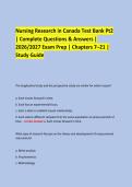 &NewLine;Nursing Research in Canada Test Bank Pt2 &NewLine;&vert; Complete Questions & Answers &vert; &NewLine;2026&sol;2027 Exam Prep &vert; Chapters 7&ndash;21 &vert; Study Guide &NewLine;