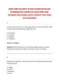 NEW YORK SECURITY & FIRE ALARM INSTALLER &NewLine;EXAMINATION COMPLETE QUESTIONS AND &NewLine;DETAILED SOLUTIONS LATEST UPDATE THIS YEAR &NewLine;JUST RELEASED 