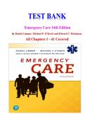Test Bank for Emergency Care&comma; 14th Edition By Daniel Limmer &comma; Michael O'Keefe ISBN 978-0136681168