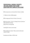 PROFESSIONAL NURSING CONCEPTS&NewLine;AND CHALLENGES STUDY GUIDE&NewLine;QUESTIONS WITH COMPLETE SOLUTIONS
