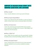 AIRPORT ID BADGES EXAM SCRIPT WITH&NewLine;VERIFIED QUESTIONS AND ANSWERS&NewLine;