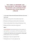 WGU D030&colon; LEADERSHIP AND&NewLine;MANAGEMENT ASSESSMENT PREP&NewLine;QUESTIONS AND ANSWERS WIWGU D030&colon; LEADERSHIP AND&NewLine;MANAGEMENT ASSESSMENT PREP&NewLine;QUESTIONS AND ANSWERS WITH&NewLine;VERIFIED SOLUTIONS 2026&sol;2027&NewLine;UPDATE