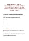 WGU D030 EDUCATIONAL&NewLine;PSYCHOLOGY AND DEVELOPMENT&NewLine;PRACTICE EXAM QUESTIONS AND&NewLine;ANSWERS WITH VERIFIED SOLUTIONS&NewLine;2026&sol;2027 UPDATE