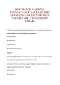 WGU D030 EDUCATIONAL&NewLine;FOUNDATIONS FINAL EXAM PREP&NewLine;QUESTIONS AND ANSWERS WITH&NewLine;VERIFIED SOLUTIONS 2026&sol;2027&NewLine;UPDATE