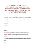 WGU C483 PRINCIPLES OF&NewLine;MANAGEMENT FINAL EXAM PREP&NewLine;2026&sol;2027 QUESTIONS AND ANSWERS&NewLine;WITH VERIFIED SOLUTIONS 2026&sol;2027&NewLine;UPDATE&period; JUST RELEASED