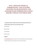 WGU C920 RAM3 MEDICAL&NewLine;TERMINOLOGY AND ANATOMY&NewLine;MASTERY EXAM QUESTIONS AND&NewLine;ANSWERS WITH VERIFIED SOLUTIONS&NewLine;2026&sol;2027 UPDATE&period; JUST RELEASED