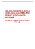 NSG 3600 PEDS EXAM 2 - EXAM 2 NOTES EXAM  QUESTIONS AND CORRECT ANSWERS WITH RATIONALE