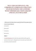 WGU C920 GOVERNANCE AND&NewLine;CORPORATE COMPLIANCE PRACTICE&NewLine;EXAM QUESTIONS AND ANSWERS&NewLine;WITH VERIFIED SOLUTIONS 2026&sol;2027&NewLine;UPDATE&period; JUST RELEASED