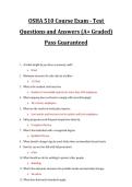 OSHA 510 Course Exam &ndash; Test Questions and Answers &lpar;A&plus; Graded&rpar; Pass Guaranteed&comma; course exam practice material