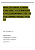 Microsoft AZ-900 QUESTIONS AND ANSWERS &vert; &NewLine;VERIFIED AND WELL DETAILED ANSWERS &vert; PLUS &NewLine;RATIONALES &vert; GUARANTEED PASS &vert; LATEST EXAM &NewLine;UPDATE &vert; EXAM PREP &vert; STUDY GUIDE &vert; PRACTICE &NewLine;TEST